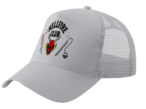 Hellfire CLub — Καπέλο Ενηλίκων Structured Trucker, με Δίχτυ, ΓΚΡΙ (100% ΒΑΜΒΑΚΕΡΟ, ΕΝΗΛΙΚΩΝ, UNISEX, ONE SIZE)