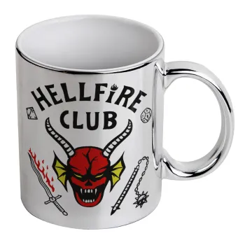 Hellfire CLub, Stranger Things, Mug ceramic, silver mirror, 330ml