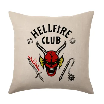 Hellfire CLub, Stranger Things, Μαξιλάρι καναπέ ΛΙΝΟ 40x40cm περιέχεται το  γέμισμα