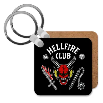Hellfire CLub, Stranger Things, Μπρελόκ Ξύλινο τετράγωνο MDF