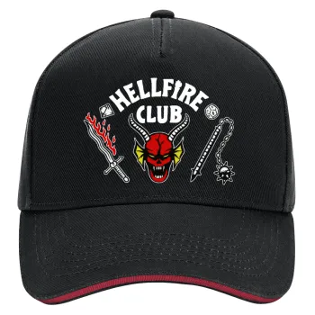 Hellfire CLub, Stranger Things, DRILL Adult Ultimate Hat BLACK/RED, (100% COTTON, ADULT, UNISEX, ONE SIZE)