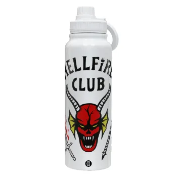 Hellfire CLub, Stranger Things, Θερμός 1L Ανοξείδωτο με Βάση Κινητού & Διπλά Τοιχώματα
