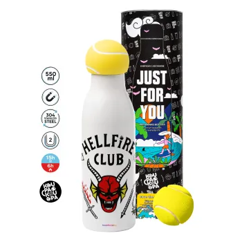 Hellfire CLub, Stranger Things, Tennis ball Metal mug thermos White, double wall, 550ml