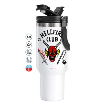 Hellfire CLub, Stranger Things, Mega Stainless steel Tumbler with lid, double wall 1,2L
