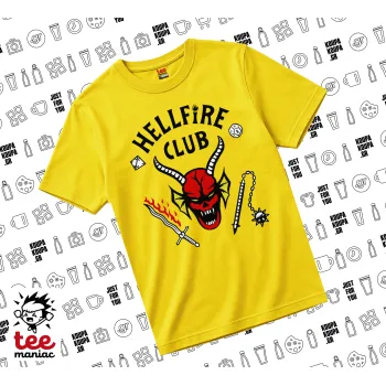 Hellfire CLub, Stranger Things, yellow childrens T-Shirt made of 100% cotton, for every day. Vegan & OEKO-TEX certified.
