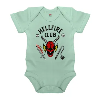 Hellfire CLub, Stranger Things, Βρεφικό φορμάκι μωρού, 0-18 μηνών, mint (Μέντα), 100% Organic Cotton, κοντομάνικο