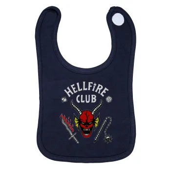 Hellfire CLub, Stranger Things, Σαλιάρα με Σκρατς 100% Organic Cotton Μπλε (0-18 months)