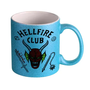 Hellfire CLub, Stranger Things, Κούπα Σιέλ Glitter που γυαλίζει, κεραμική, 330ml