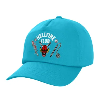 Hellfire CLub, Stranger Things, Καπέλο παιδικό Baseball, 100% Βαμβακερό Twill, Γαλάζιο (ΒΑΜΒΑΚΕΡΟ, ΠΑΙΔΙΚΟ, UNISEX, ONE SIZE)