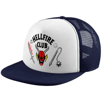 Hellfire CLub, Stranger Things, Children's Soft Trucker Cap with Dark Blue/White Mesh (POLYESTER, CHILDREN, ONE SIZE)