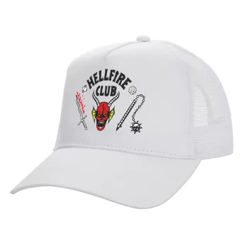 Hellfire CLub, Stranger Things, Καπέλο Ενηλίκων Structured Trucker, με Δίχτυ, ΛΕΥΚΟ (100% ΒΑΜΒΑΚΕΡΟ, ΕΝΗΛΙΚΩΝ, UNISEX, ONE SIZE)