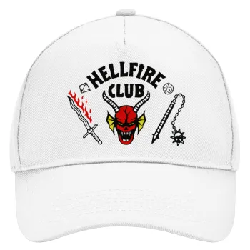 Hellfire CLub, Stranger Things, Καπέλο Ενηλίκων Baseball, Drill, Λευκό (100% ΒΑΜΒΑΚΕΡΟ, ΕΝΗΛΙΚΩΝ, UNISEX, ONE SIZE)