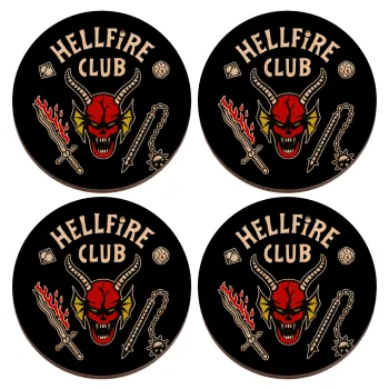 Hellfire CLub, Stranger Things, ΣΕΤ x4 Σουβέρ ξύλινα στρογγυλά plywood (9cm)