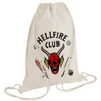 Hellfire CLub, Stranger Things, Τσάντα πλάτης πουγκί GYMBAG natural (28x40cm)