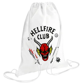 Hellfire CLub, Stranger Things, Backpack pouch GYMBAG white (28x40cm)
