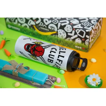 Hellfire CLub, Stranger Things, Πασχαλινή Λαμπάδα με Travel Tumbler θερμό με διπλό καπάκι (600ml, BPA free) & κερί αρωματικό πλακέ (30cm) (ΤΙΡΚΟΥΑΖ)