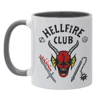 Hellfire CLub, Stranger Things, Κούπα χρωματιστή γκρι, κεραμική, 330ml