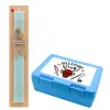 Easter Set, children's snack container BLUE & Easter aromatic flat candle (30cm) (TURQUOISE)