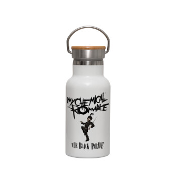 My Chemical Romance Black Parade, Metallic thermos (Stainless steel) White with wooden lid (bamboo), double-walled, 350ml