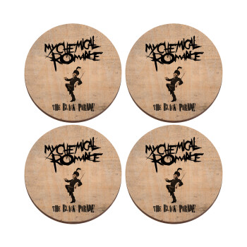 My Chemical Romance Black Parade, ΣΕΤ x4 Σουβέρ ξύλινα στρογγυλά plywood (9cm)