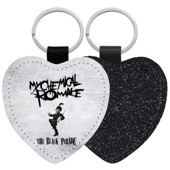 My Chemical Romance Black Parade, Μπρελόκ PU δερμάτινο glitter καρδιά ΜΑΥΡΟ