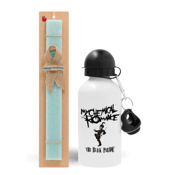 My Chemical Romance Black Parade, Easter Set, metallic aluminum water bottle (500ml) & scented flat candle (30cm) (TURQUOISE)