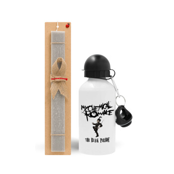 My Chemical Romance Black Parade, Easter Set, metallic aluminum water bottle (500ml) & aromatic flat Easter candle (30cm) (GRAY)