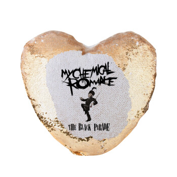 My Chemical Romance Black Parade, Μαξιλάρι καναπέ καρδιά Μαγικό Χρυσό με πούλιες 40x40cm περιέχεται το  γέμισμα
