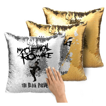 My Chemical Romance Black Parade, Μαξιλάρι καναπέ Μαγικό Χρυσό με πούλιες 40x40cm περιέχεται το γέμισμα