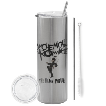 My Chemical Romance Black Parade, Tumbler stainless steel Silver 600ml, with metal straw & cleaning brush