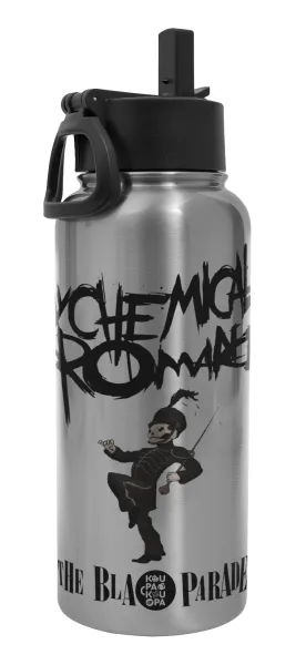 My Chemical Romance Black Parade — Metal mug thermo Silver with Straw and Spout Lid (Stainless steel), double wall, 950ml