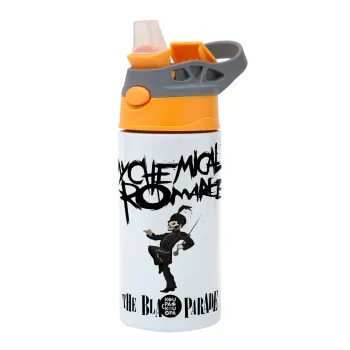 My Chemical Romance Black Parade, Παιδικό παγούρι θερμό, ανοξείδωτο, με καλαμάκι ασφαλείας, Πορτοκαλί/Γκρι (360ml) BPA-FREE