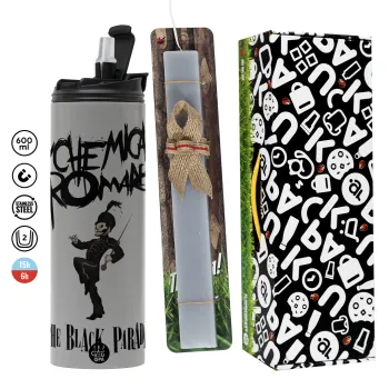 My Chemical Romance Black Parade, Easter candle with Grey Tumbler Thermo 600ml & aromatic flat candle (30cm) (GREY)