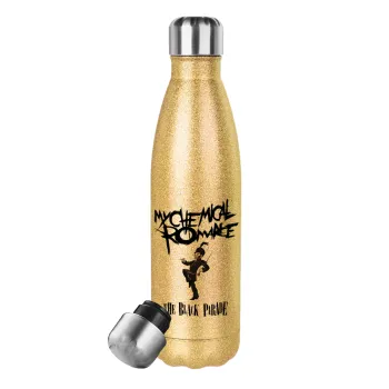 My Chemical Romance Black Parade, Glitter gold stainless steel thermos bottle, double-walled, 500ml