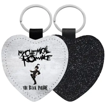 My Chemical Romance Black Parade, Μπρελόκ PU δερμάτινο glitter καρδιά ΜΑΥΡΟ