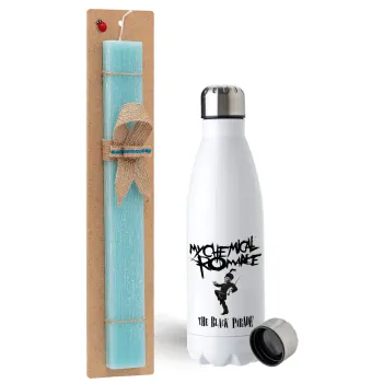 My Chemical Romance Black Parade, Easter Set, metallic stainless steel water bottle (750ml) & aromatic flat Easter candle (30cm) (TURQUOISE)