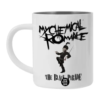My Chemical Romance Black Parade, Λευκή Ανοξείδωτη Μεταλλική Κούπα 450ml - Διπλού Τοιχώματος 