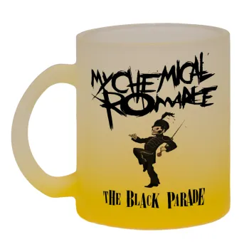 My Chemical Romance Black Parade, Κούπα γυάλινη δίχρωμη με βάση το κίτρινο ματ, 330ml