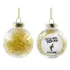 Transparent Christmas tree ball ornament with gold filling 8cm