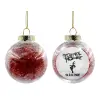 Transparent Christmas tree ball ornament with red filling 8cm