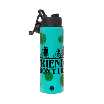 Friends Don't Lie, Stranger Things, Metallic water bottle with safety lid, 850ml aluminum