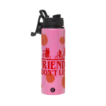 Friends Don't Lie, Stranger Things, Metallic water bottle with safety lid, 850ml aluminum
