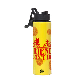Friends Don't Lie, Stranger Things, Metallic water bottle with safety lid, 850ml aluminum