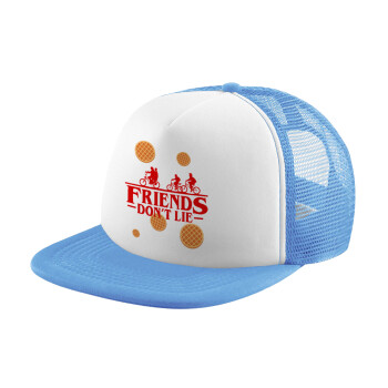 Friends Don't Lie, Stranger Things, Καπέλο Soft Trucker με Δίχτυ Γαλάζιο/Λευκό
