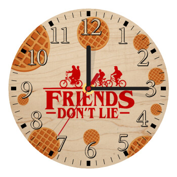 Friends Don't Lie, Stranger Things, Ρολόι τοίχου ξύλινο plywood (20cm)