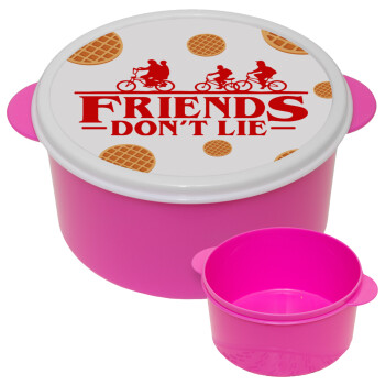 Friends Don't Lie, Stranger Things, ΡΟΖ παιδικό δοχείο φαγητού (lunchbox) πλαστικό (BPA-FREE) Lunch Βox M16 x Π16 x Υ8cm