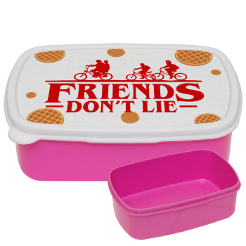 Friends Don't Lie, Stranger Things, ΡΟΖ παιδικό δοχείο φαγητού (lunchbox) πλαστικό (BPA-FREE) Lunch Βox M18 x Π13 x Υ6cm