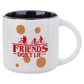 Friends Don't Lie, Stranger Things, Κούπα κεραμική 400ml Λευκή/Μαύρη