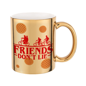 Friends Don't Lie, Stranger Things, Mug ceramic, gold mirror, 330ml
