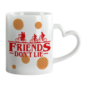 Friends Don't Lie, Stranger Things, Mug heart handle, ceramic, 330ml